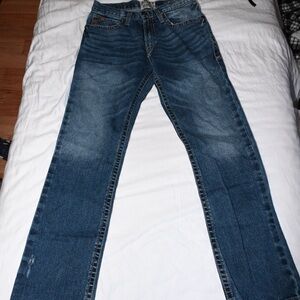 Ariat Relaxed Fit Straight Jeans Mens Blue Medium Wash Denim Logo Accents